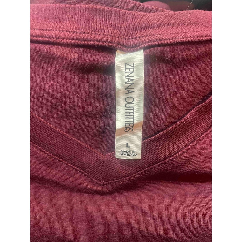 Zenana Outfitters Long Sleeve V Neck Burgundy Top Women's L - Picture 3 of 4